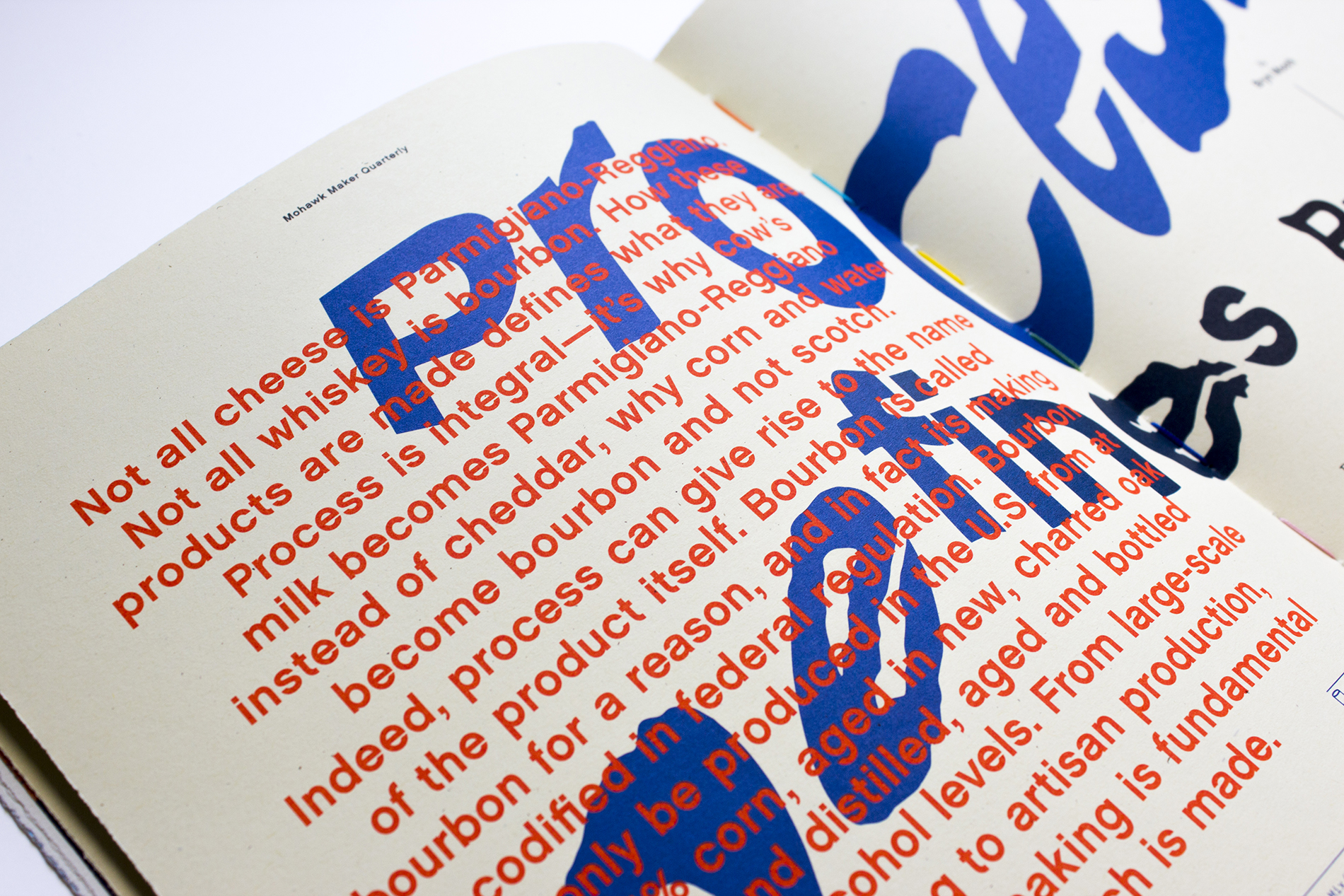 creative typography in red and blue inside the quarterly