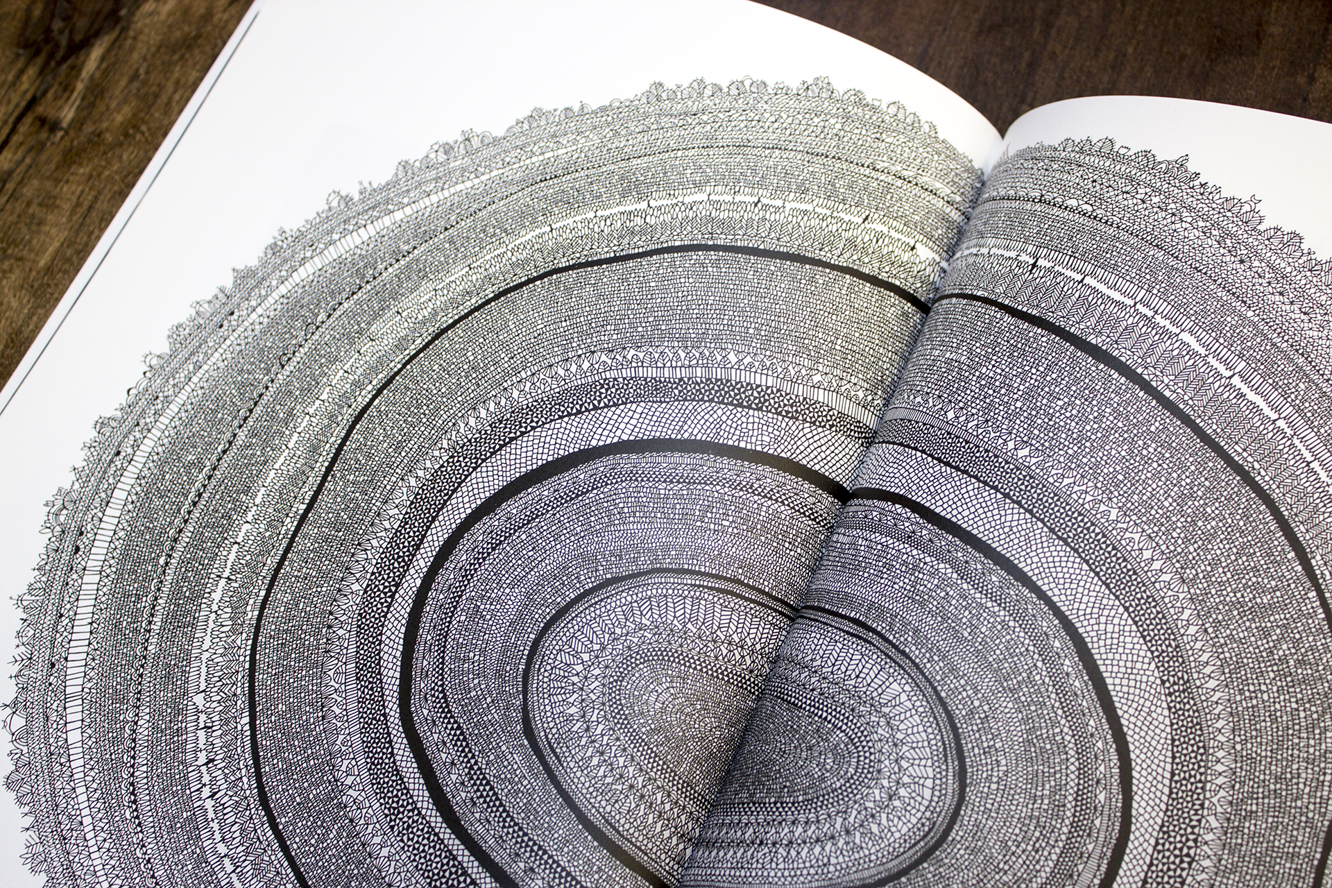 Close-up of an inner spread from the booklet 