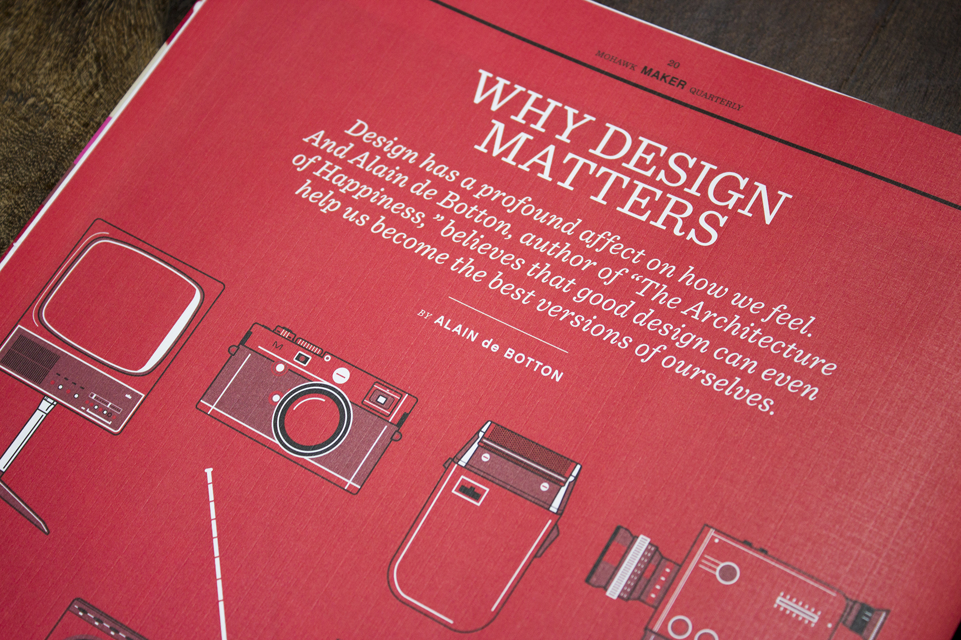 Close-up of typography and illustrations in Quarterly 8
