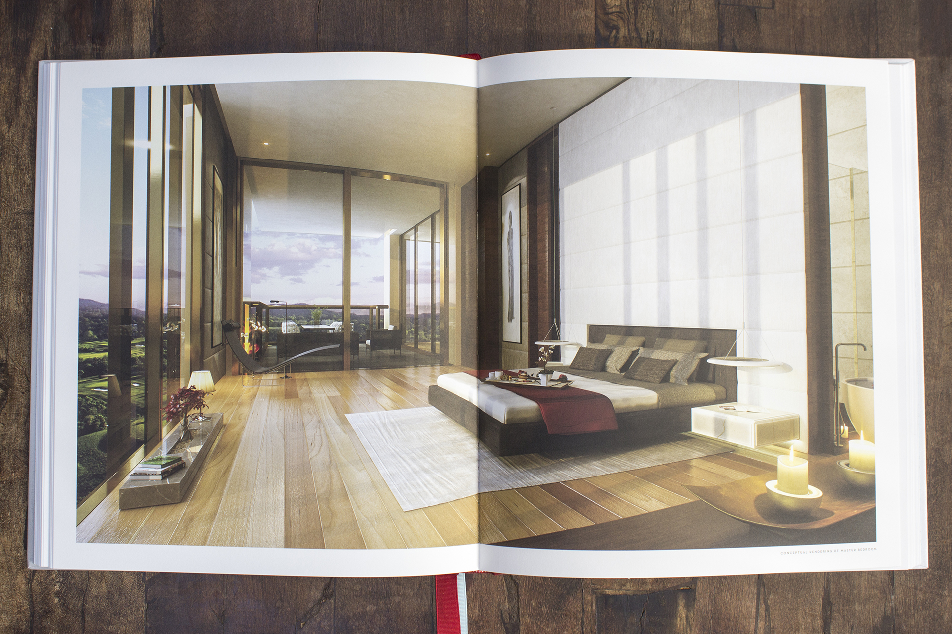 Two-page spread from Hyatt publication showing interior photography