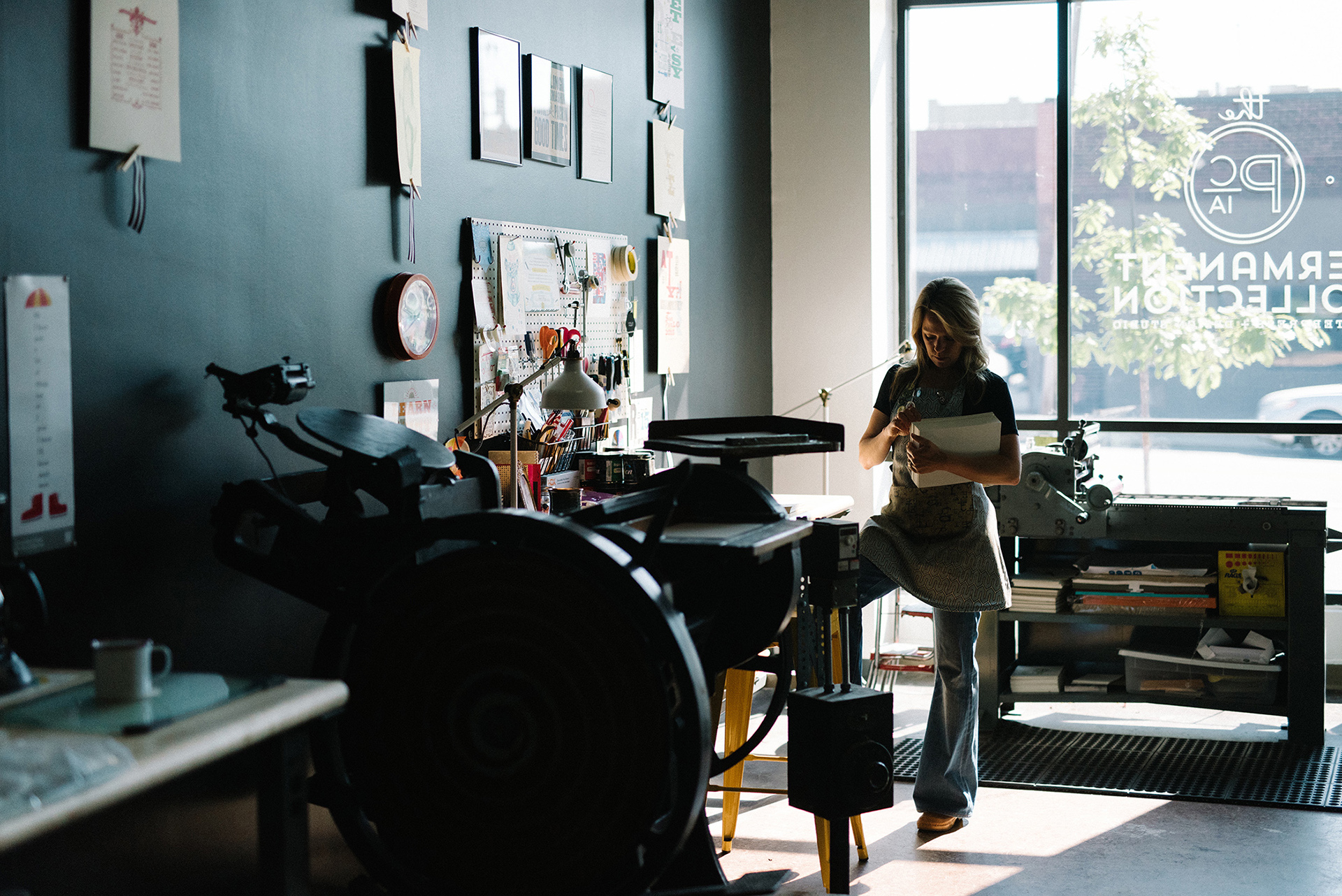 Sarah McCoy in her workspace