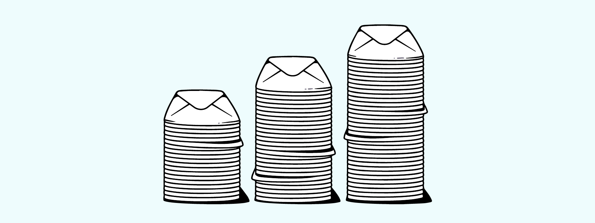 Digital illustration showing stacks of envelopes
