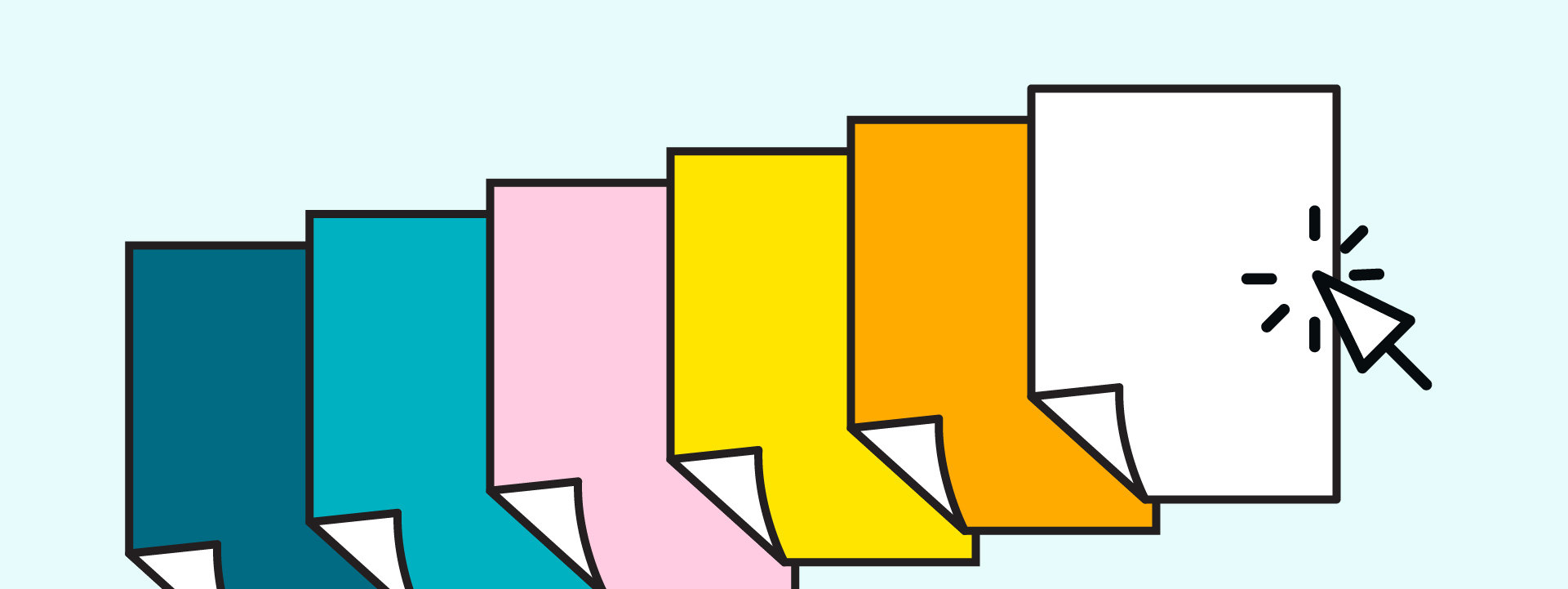 Digital illustration of brightly-colored sheets of paper