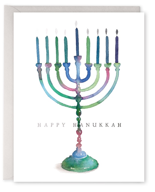 A colorful illustration of a menorah