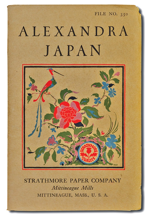 A Strathmore sample that says "Alexandra Japan" with a floral illustration