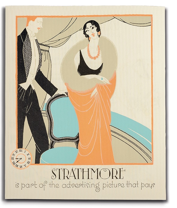 A Strathmore sample featuring a vintage illustration featuring a glamorous couple