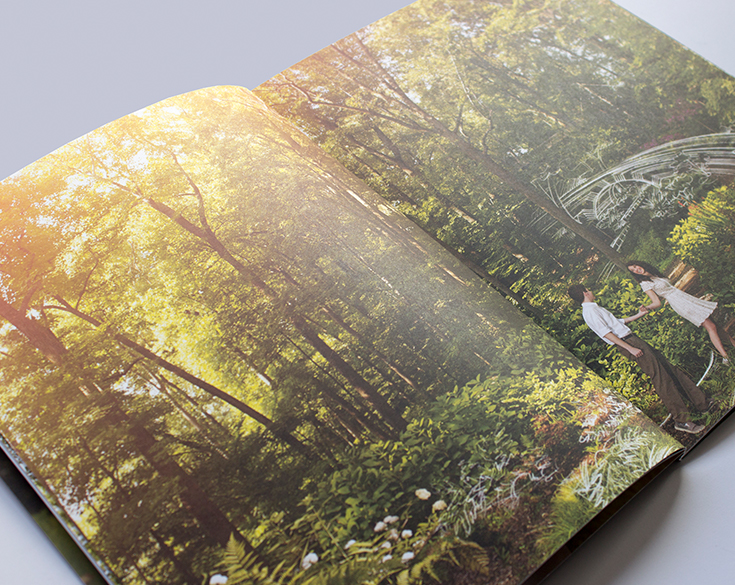 Open two-page spread showing nature photography