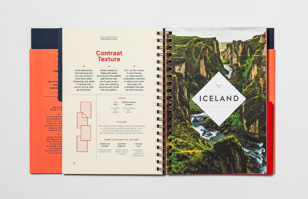 The Makers Field Guide, open to a page that says "Iceland"