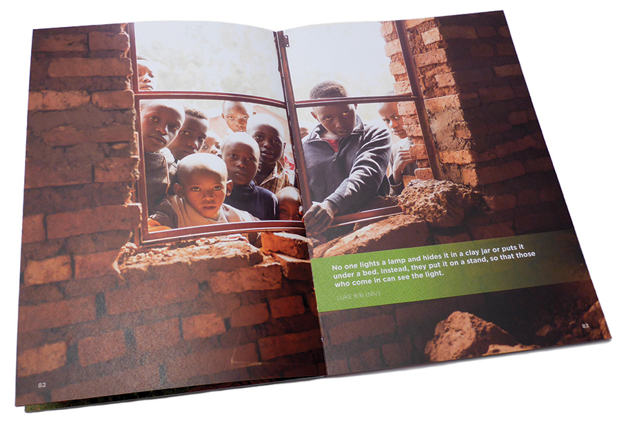 Inside spread of the booklet showing a two-page photograph