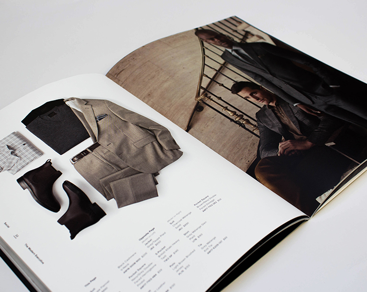 Open J Hilburn catalog with photos and typography