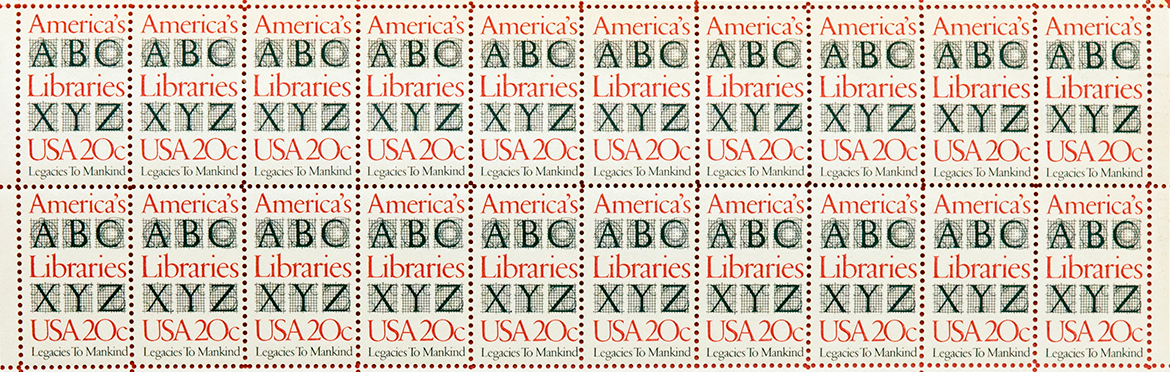 Repeating pattern of stamps