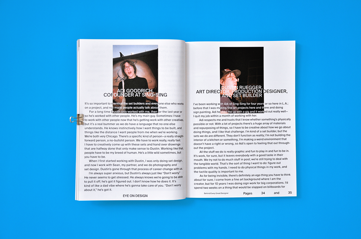 open book showing Behind Every Great Designer by Emily Gosling