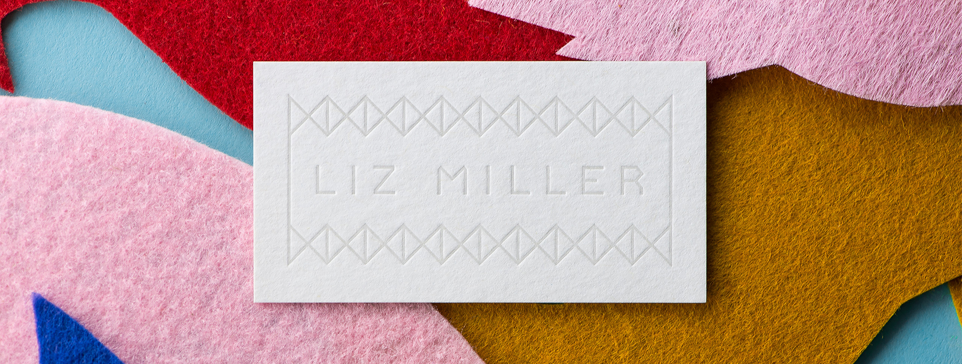 Close-up of Liz Miller business card 