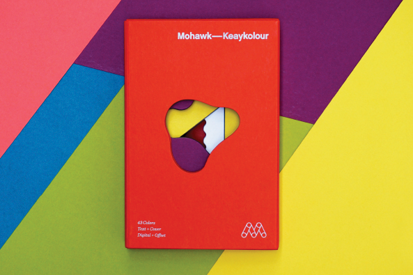 A red pack of Keaykolour on multicolored paper