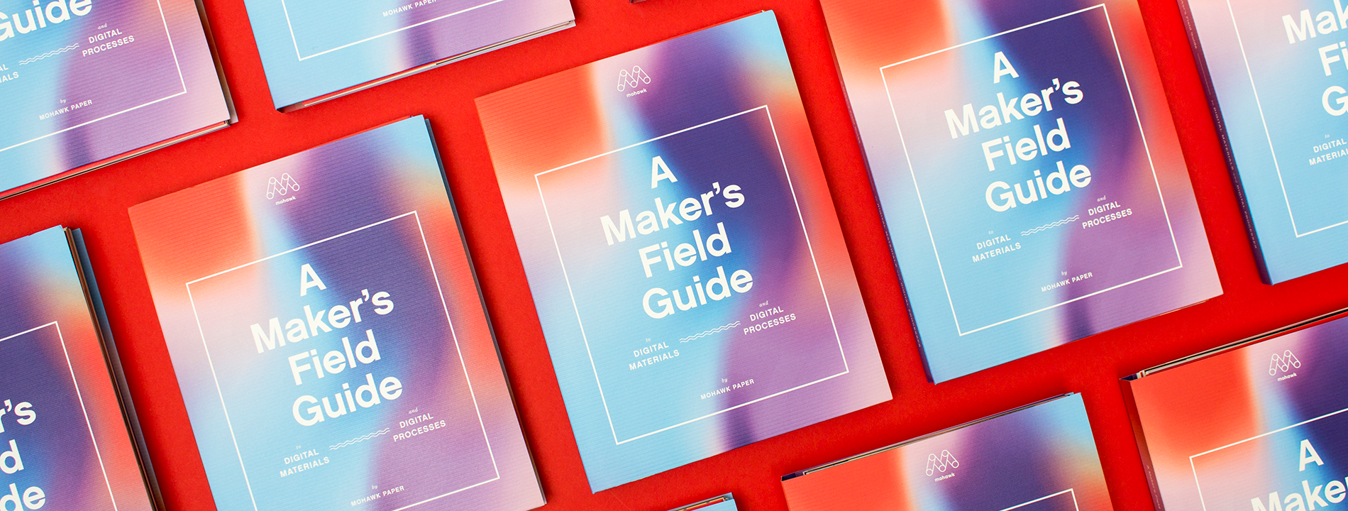 Makers Field Guides arranged in a grid and photographed from above