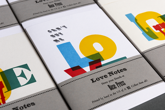 close-up of typographic designs on Love Notes products