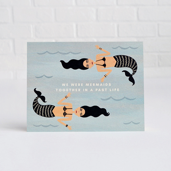 Girl with Knife Mermaids Greeting Card