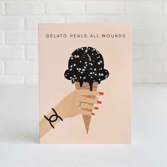 Girl with Knife Gelato Greeting Card