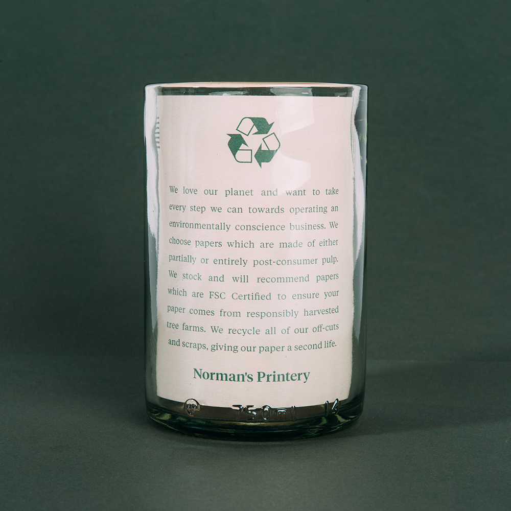 Side view of a candle that would be packed in the printing samples 