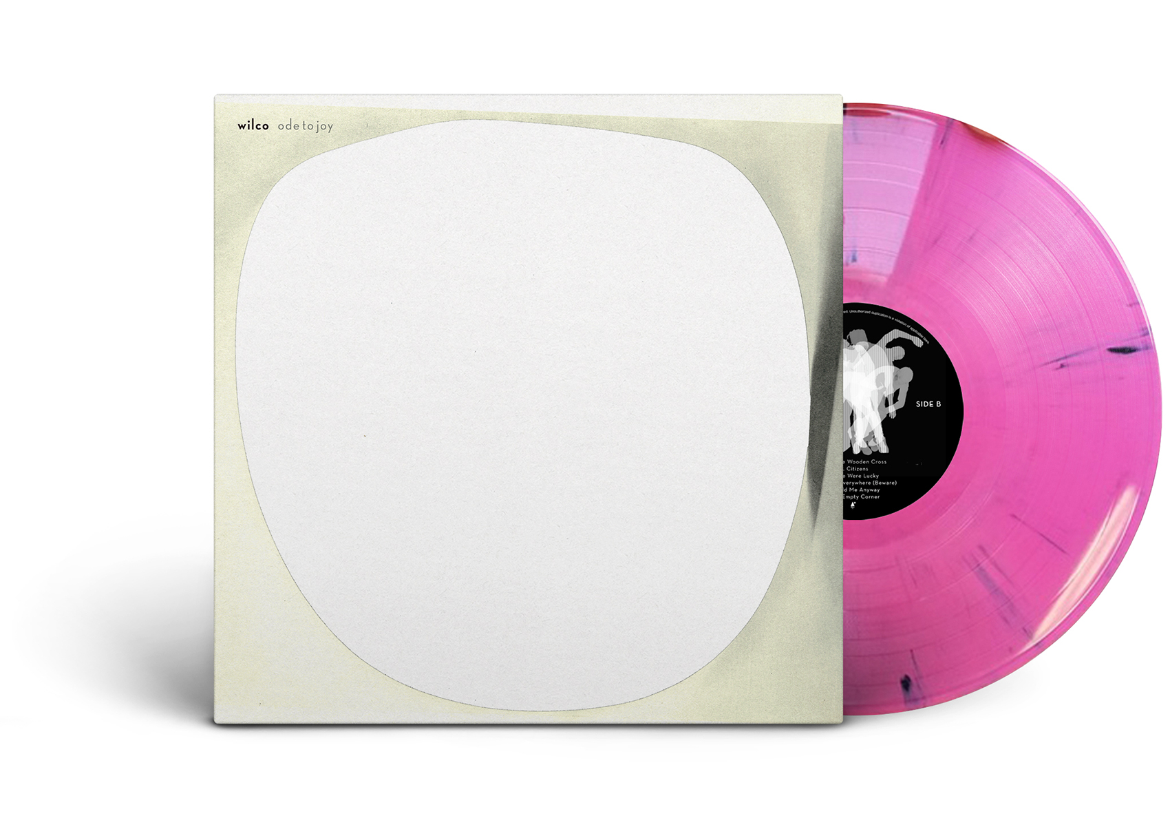Wilco Ode to Joy - white album cover with pink vinyl record peeking out