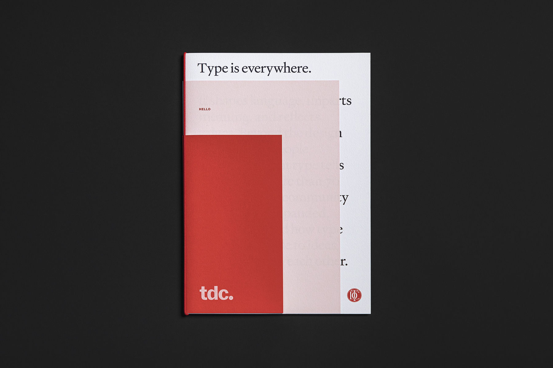 overhead shot showing cover of Type Directors Club brochure