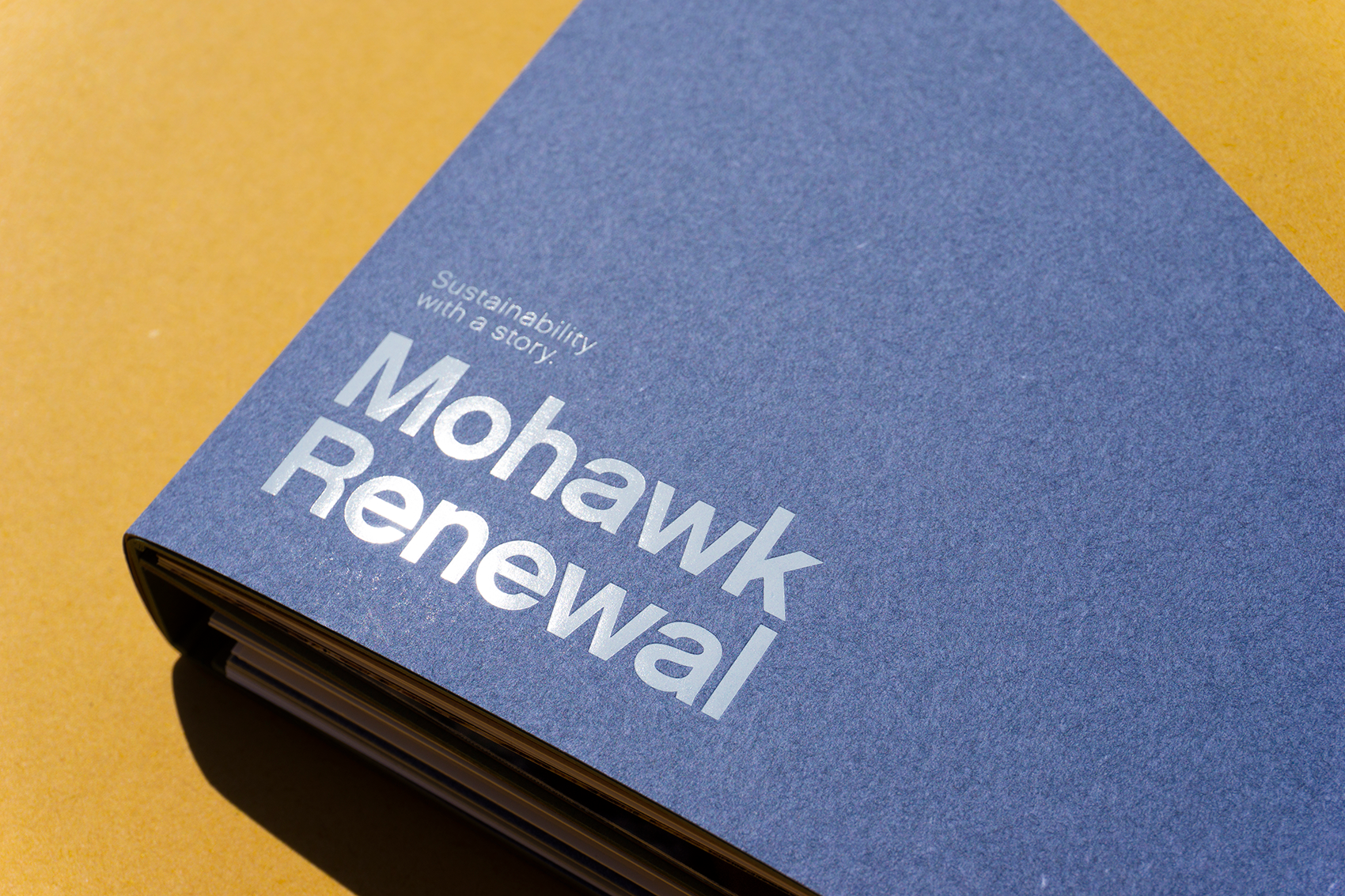 Close-up of Mohawk Renewal typography on cover