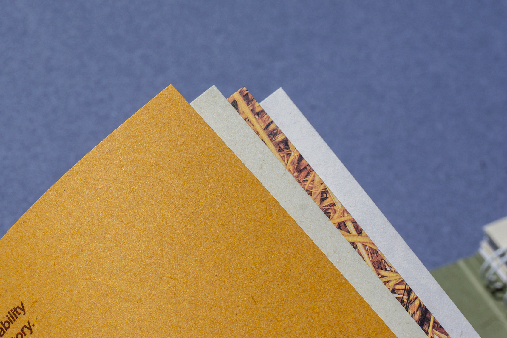 Close-up of page edges of Mohawk Renewal swatchbook