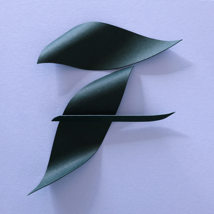 letter "f" made from paper