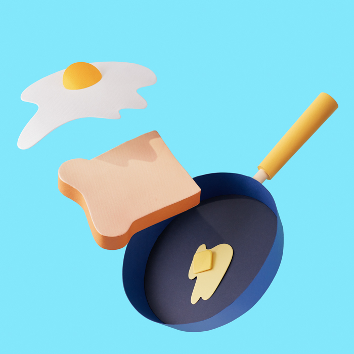 100 paper breakfasts - skillet, toast and egg made from paper