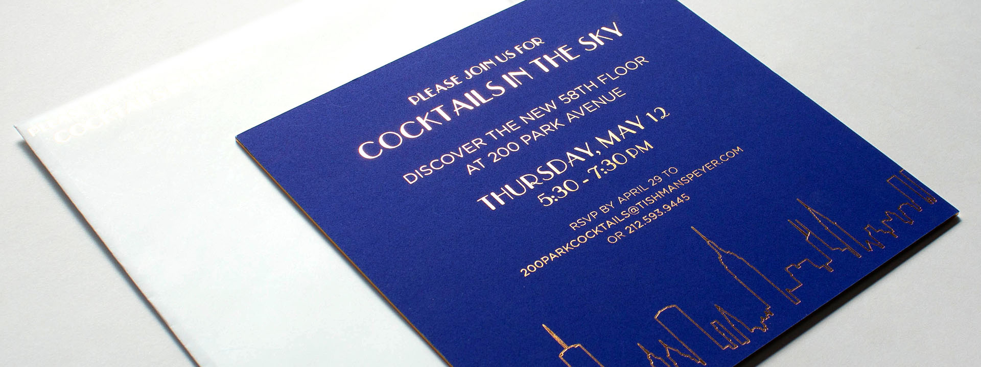 Close-up of cocktails in the sky invitation