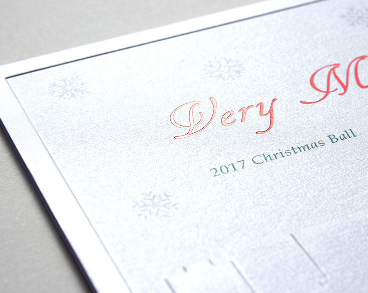 Close-up of Very Merry Erie invitation