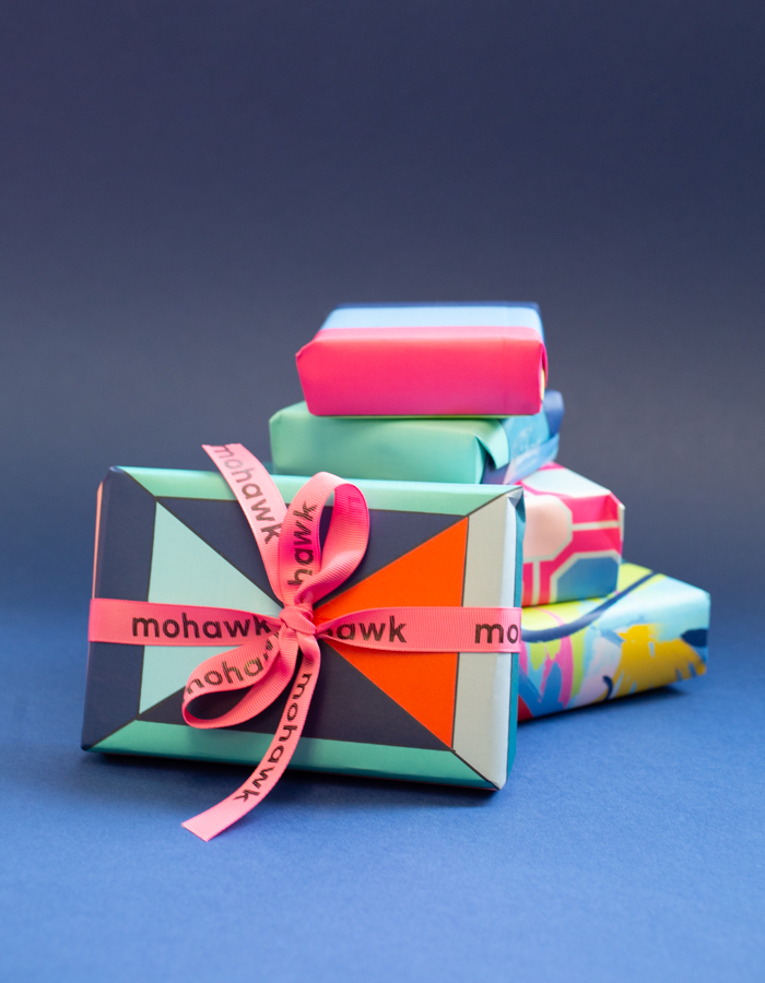 A set of gifts wrapped in different patterns