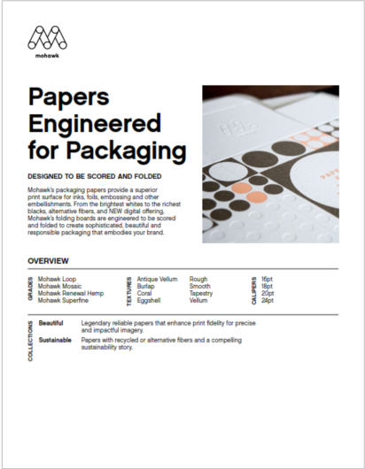 Papers Engineered for Packaging product sheet