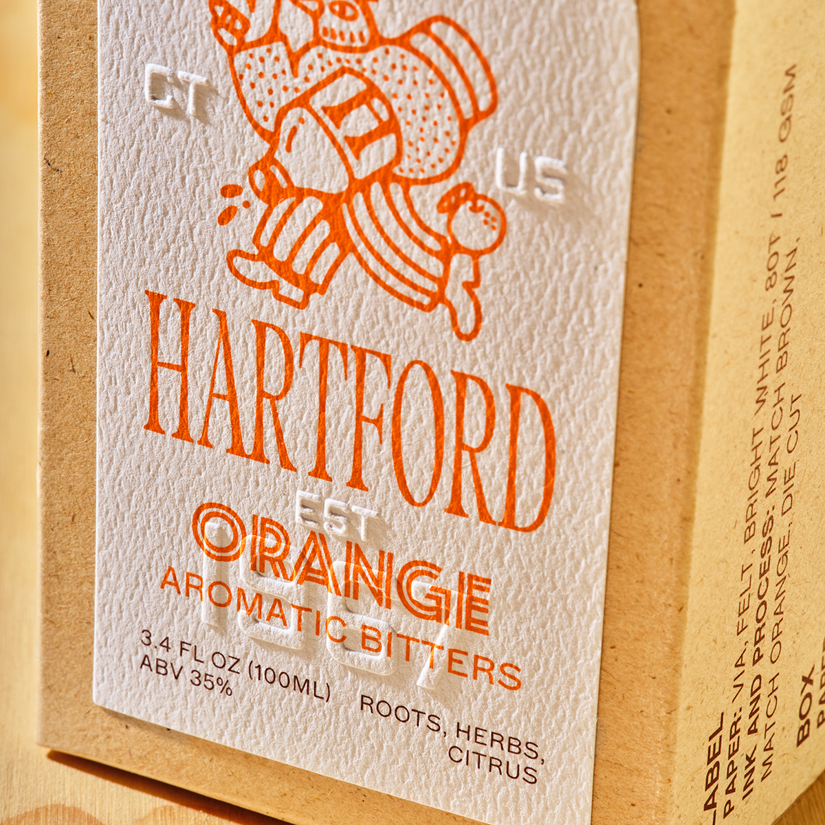 Hartford label on folding box