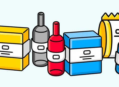 Digital illustration of different kinds of packaging