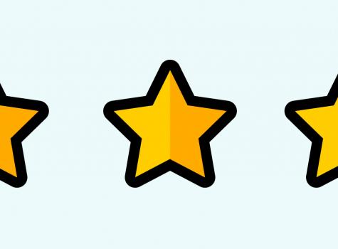 digital illustration of three yellow stars on a blue background