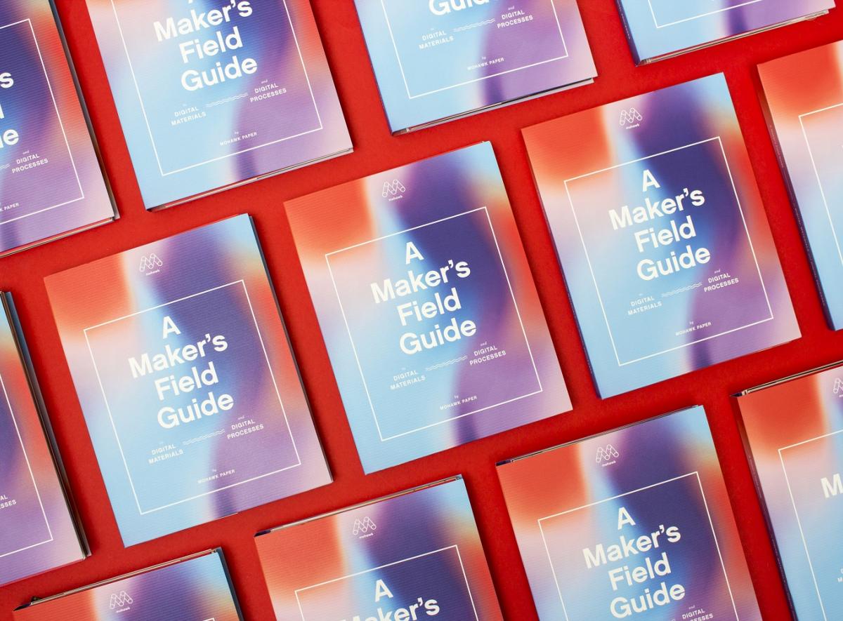 Makers Field Guides arranged in a grid and photographed from above